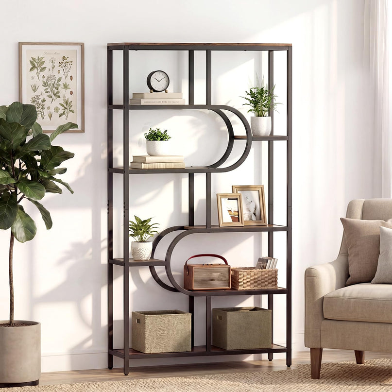 Giantex 5-Tier Freestanding Bookshelf w/Open Storage Shelves & U Shape (1/2)