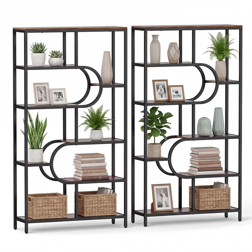Giantex 5-Tier Freestanding Bookshelf w/Open Storage Shelves & U Shape (1/2)