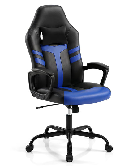 Giantex Faux Leather Upholstered Office Chair w/Removable Head Pillow