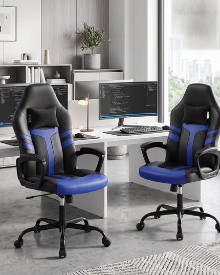 Giantex Faux Leather Upholstered Office Chair w/Removable Head Pillow