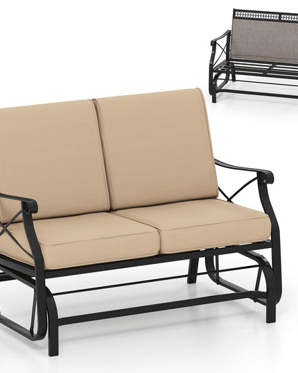 Giantex 2-Person Outdoor Glider with Detachable Thick Cushions & Metal Frame