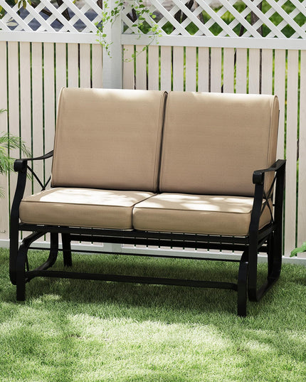 Giantex 2-Person Outdoor Glider with Detachable Thick Cushions & Metal Frame