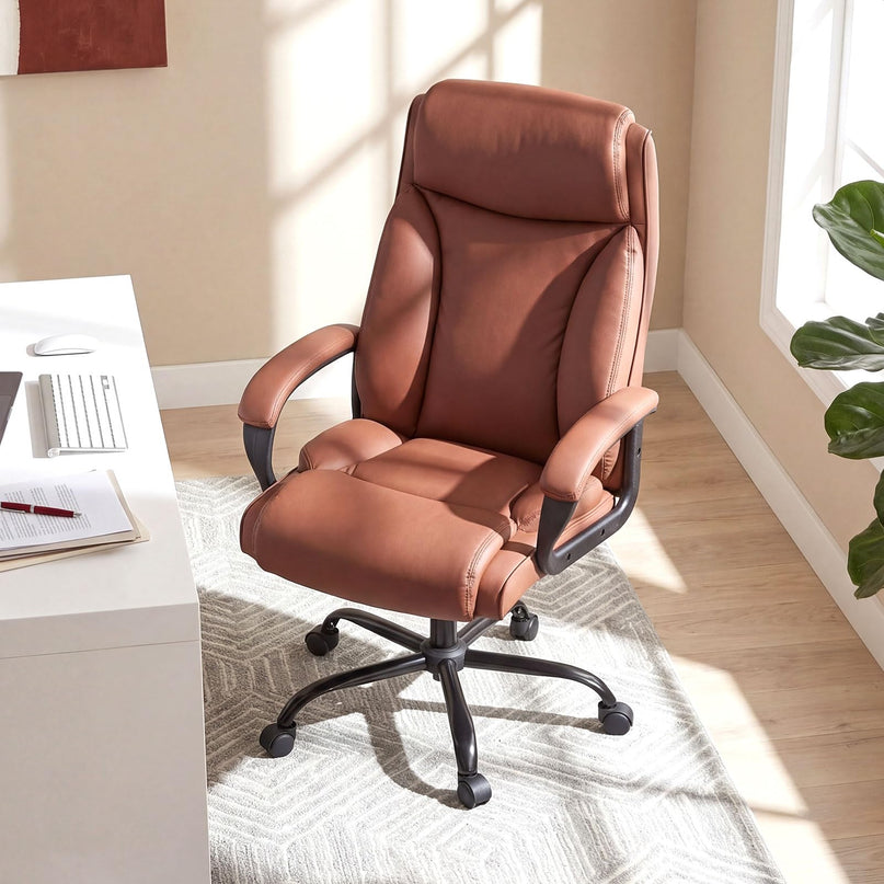 Chaise d'ordinateur pivotante à roulettes en cuir PVC Giantex (181 kg)
