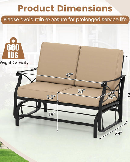 Giantex 2-Person Outdoor Glider with Detachable Thick Cushions & Metal Frame