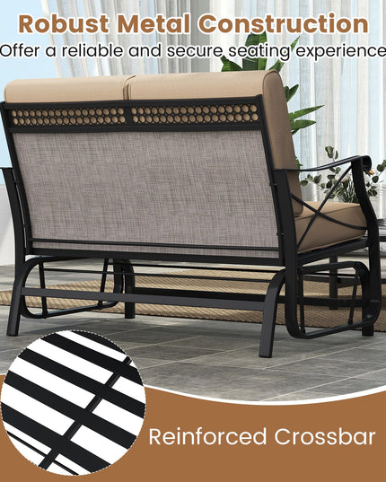 Giantex 2-Person Outdoor Glider with Detachable Thick Cushions & Metal Frame