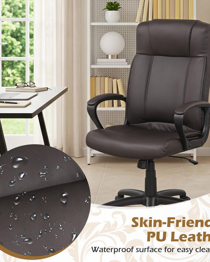 Giantex Faux Leather Office Chair Computer Desk Chair with Rocking Function