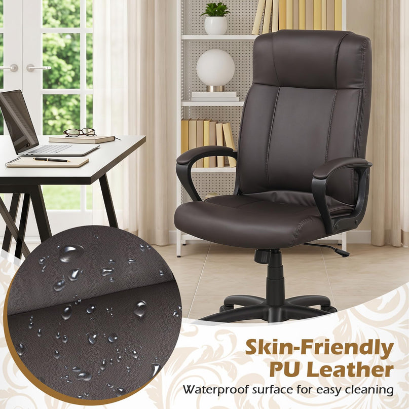 Giantex Faux Leather Office Chair Computer Desk Chair with Rocking Function