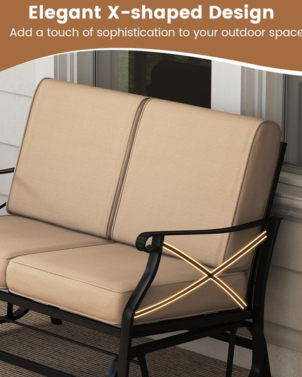 Giantex 2-Person Outdoor Glider with Detachable Thick Cushions & Metal Frame