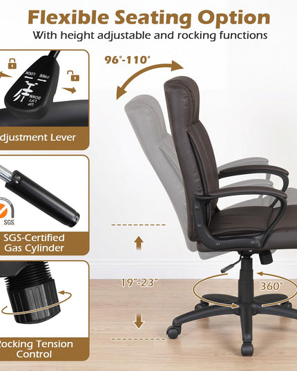 Giantex Faux Leather Office Chair Computer Desk Chair with Rocking Function