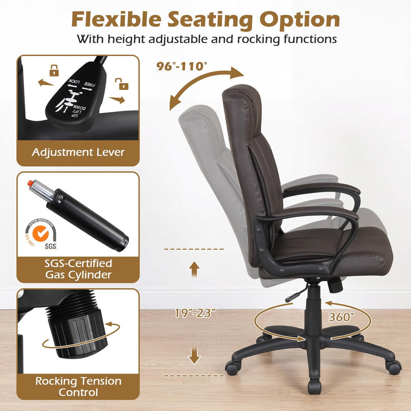 Giantex Faux Leather Office Chair Computer Desk Chair with Rocking Function