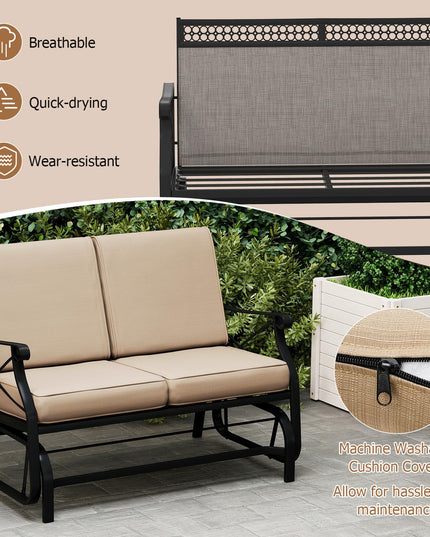 Giantex 2-Person Outdoor Glider with Detachable Thick Cushions & Metal Frame