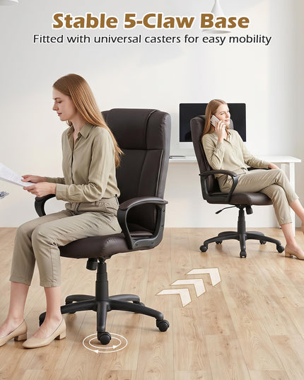 Giantex Faux Leather Office Chair Computer Desk Chair with Rocking Function