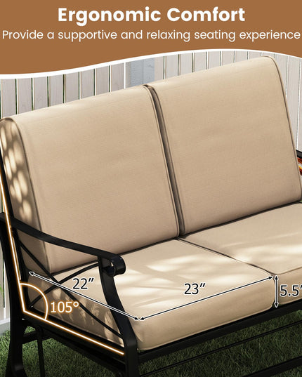 Giantex 2-Person Outdoor Glider with Detachable Thick Cushions & Metal Frame