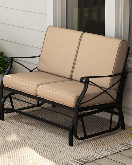 Giantex 2-Person Outdoor Glider with Detachable Thick Cushions & Metal Frame