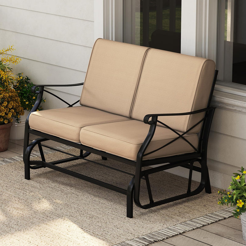 Giantex 2-Person Outdoor Glider with Detachable Thick Cushions & Metal Frame