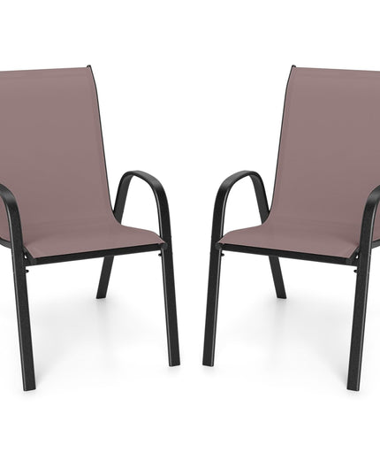 Giantex Stackable Outdoor Dining Chairs with Breathable & Quick-Dry Fabric & Armrests(Set of 2)