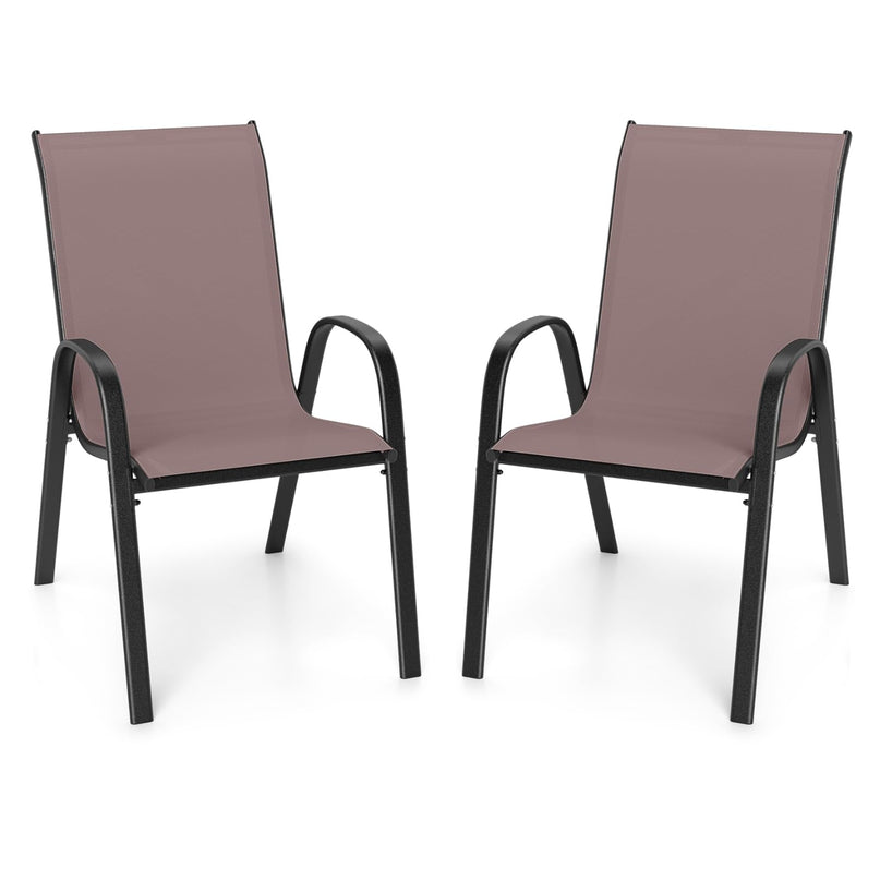 Giantex Stackable Outdoor Dining Chairs with Breathable & Quick-Dry Fabric & Armrests(Set of 2)