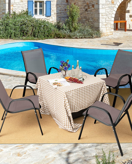 Giantex Stackable Outdoor Dining Chairs with Breathable & Quick-Dry Fabric & Armrests(Set of 2)