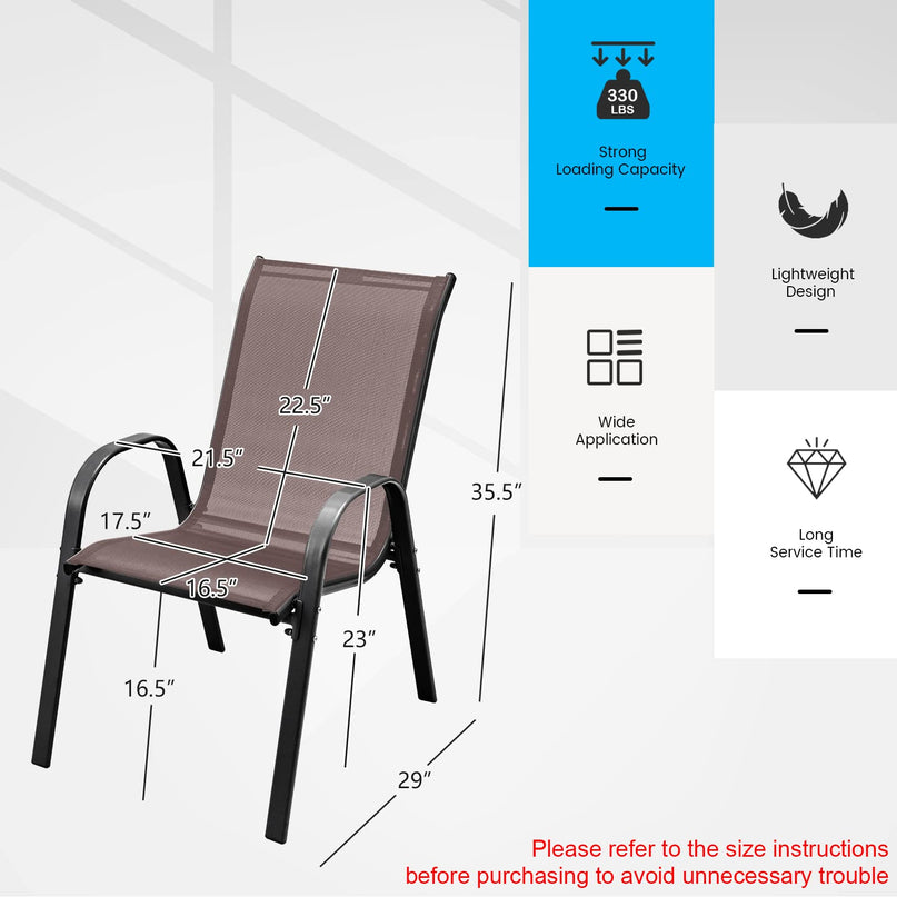 Giantex Stackable Outdoor Dining Chairs with Breathable & Quick-Dry Fabric & Armrests(Set of 2)