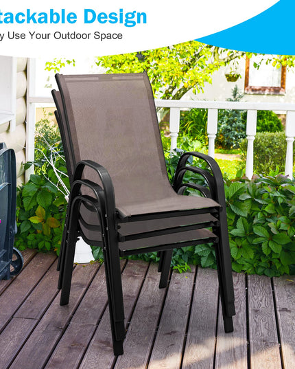 Giantex Stackable Outdoor Dining Chairs with Breathable & Quick-Dry Fabric & Armrests(Set of 2)