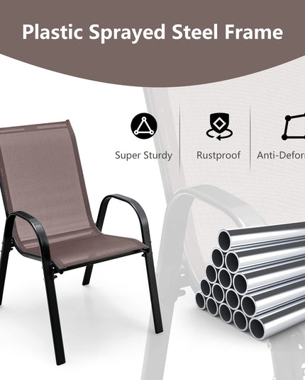 Giantex Stackable Outdoor Dining Chairs with Breathable & Quick-Dry Fabric & Armrests(Set of 2)