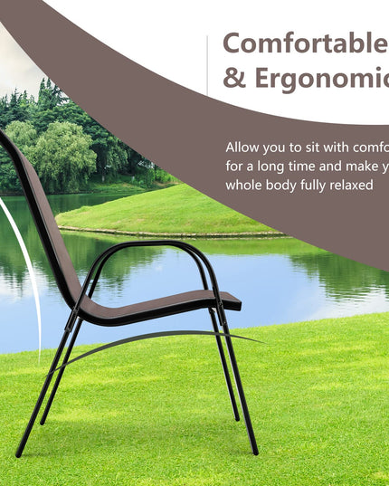Giantex Stackable Outdoor Dining Chairs with Breathable & Quick-Dry Fabric & Armrests(Set of 2)