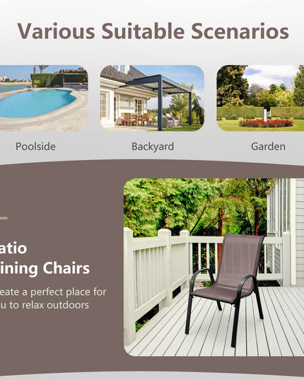 Giantex Stackable Outdoor Dining Chairs with Breathable & Quick-Dry Fabric & Armrests(Set of 2)