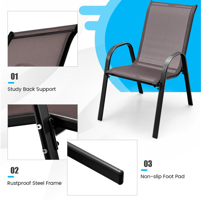 Giantex Stackable Outdoor Dining Chairs with Breathable & Quick-Dry Fabric & Armrests(Set of 2)