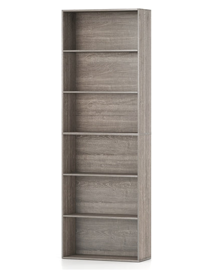 Giantex Étagère à 6 niveaux, Bibliothèque en bois de 178 cm, Meuble de rangement autoportant avec étagères ouvertes