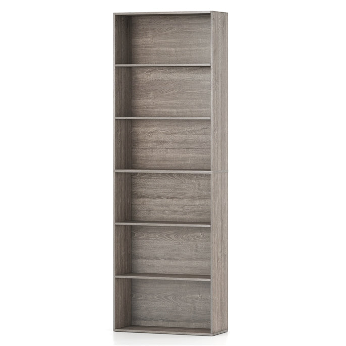 Giantex Étagère à 6 niveaux, Bibliothèque en bois de 178 cm, Meuble de rangement autoportant avec étagères ouvertes