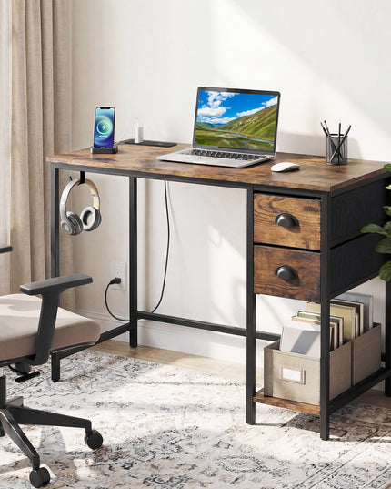 Giantex Computer Desk with Charging Station for Small Spaces