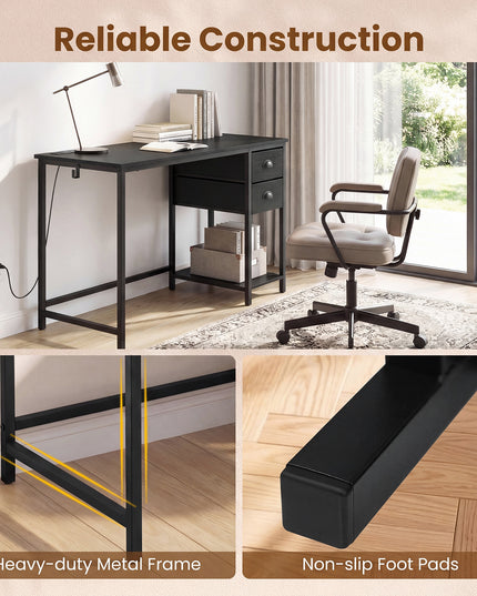 Giantex Computer Desk with Charging Station for Small Spaces