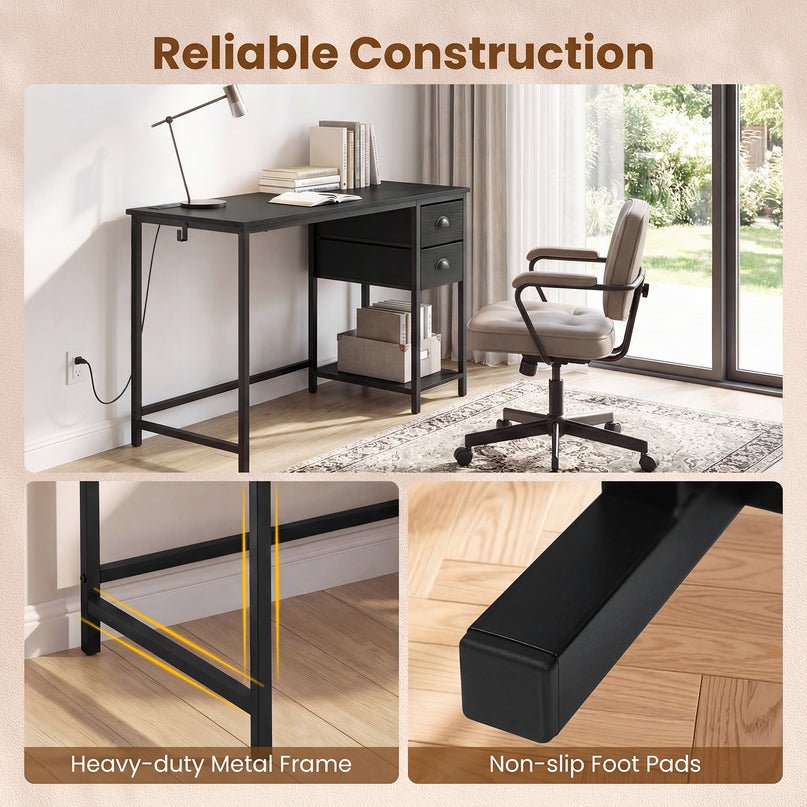 Giantex Computer Desk with Charging Station for Small Spaces