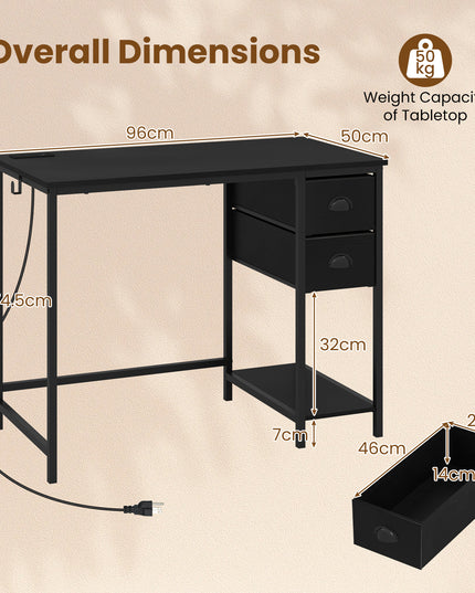 Giantex Computer Desk with Charging Station for Small Spaces