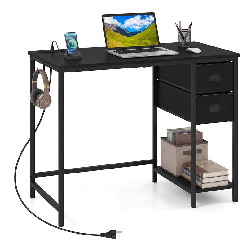Giantex Computer Desk with Charging Station for Small Spaces