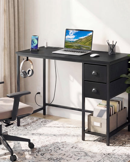 Giantex Computer Desk with Charging Station for Small Spaces