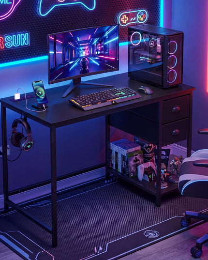 Giantex Computer Desk with Charging Station for Small Spaces