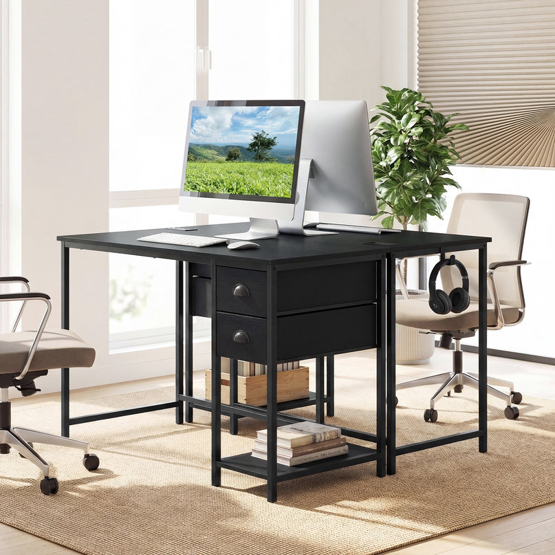 Giantex Computer Desk with Charging Station for Small Spaces