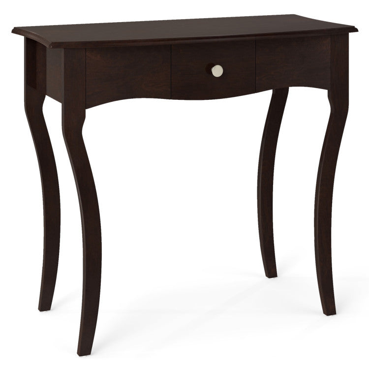 Giantex Chic Accent Entryway Table with Storage Drawers and Solid Rubber Wood Legs
