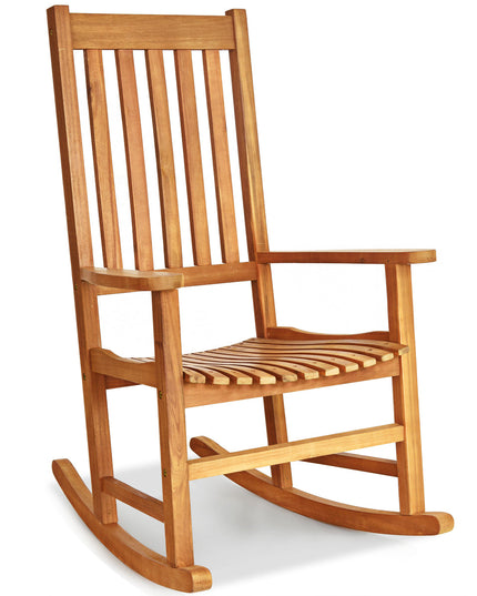 Giantex Rocking Chair Acacia Wood Frame Outdoor& Indoor