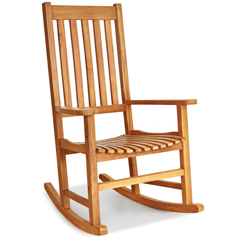 Giantex Rocking Chair Acacia Wood Frame Outdoor& Indoor