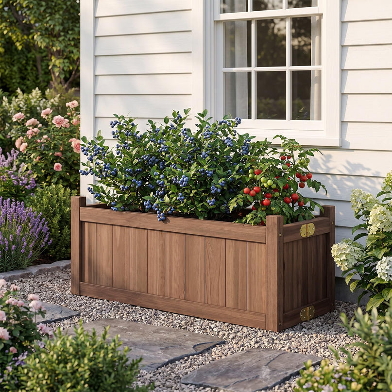 GIANTEX 27.5" Wooden Planter Box Folding Raised Garden Bed