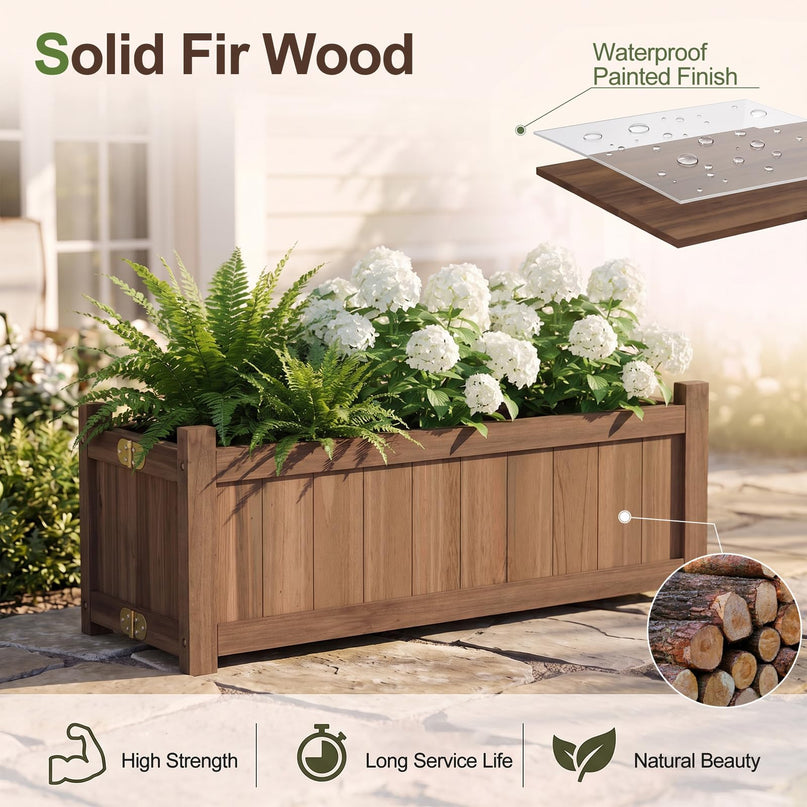 GIANTEX 27.5" Wooden Planter Box Folding Raised Garden Bed