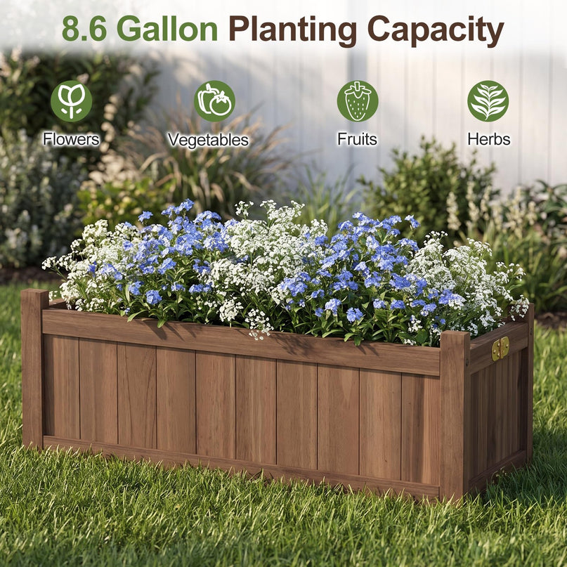 GIANTEX 27.5" Wooden Planter Box Folding Raised Garden Bed