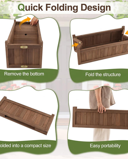 GIANTEX 27.5" Wooden Planter Box Folding Raised Garden Bed
