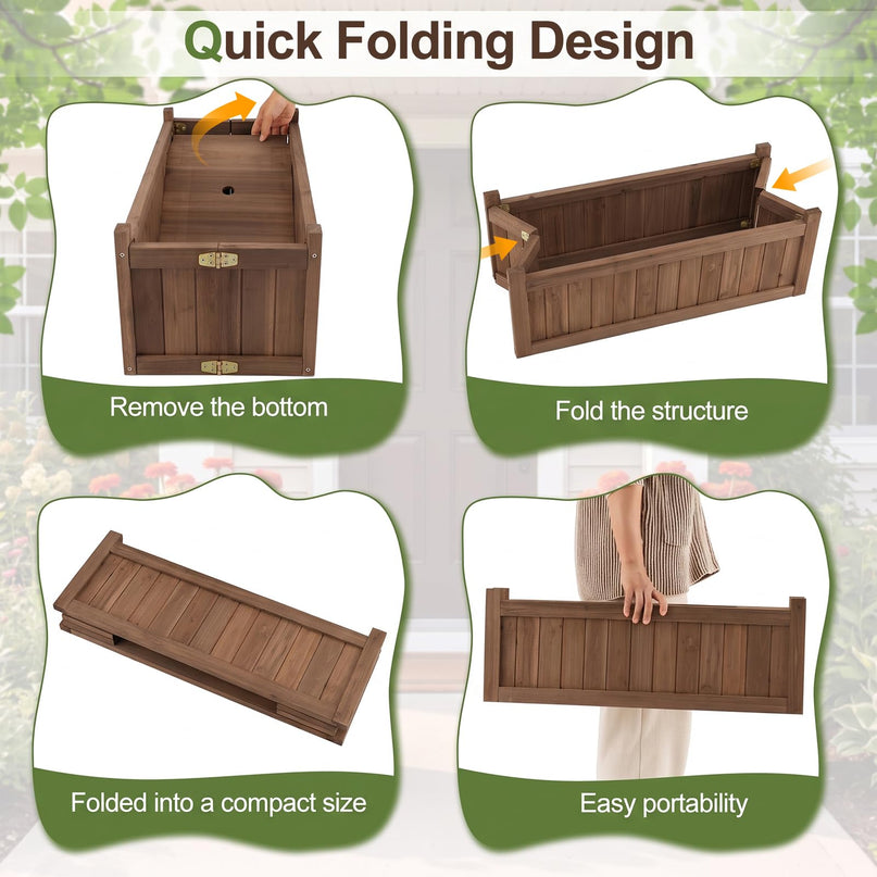 GIANTEX 27.5" Wooden Planter Box Folding Raised Garden Bed