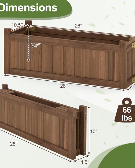 GIANTEX 27.5" Wooden Planter Box Folding Raised Garden Bed