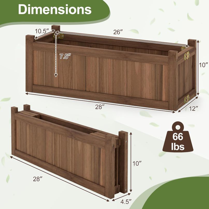 GIANTEX 27.5" Wooden Planter Box Folding Raised Garden Bed