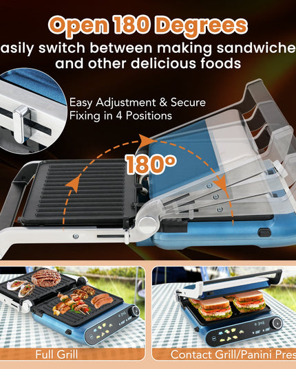 Giantex Panini Press Sandwich Maker, Electric Indoor Grill with 2 Removable & Dishwasher Safe Non-Stick Plates