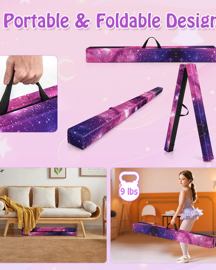 Giantex 7 Ft Balance Beam, Folding Gymnastics Beam w/Carry Handles